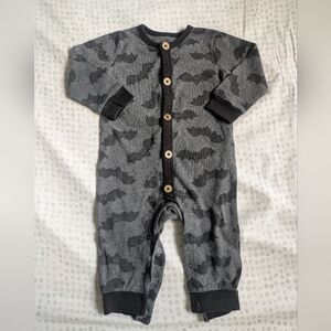 Gray Bat Print Kids One Piece
